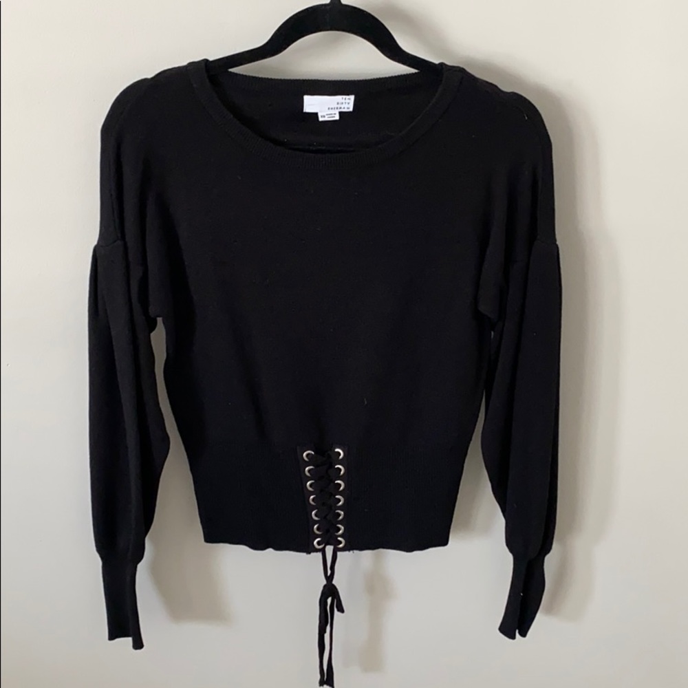 Ten Sixty Sherman- black tie up sweater
